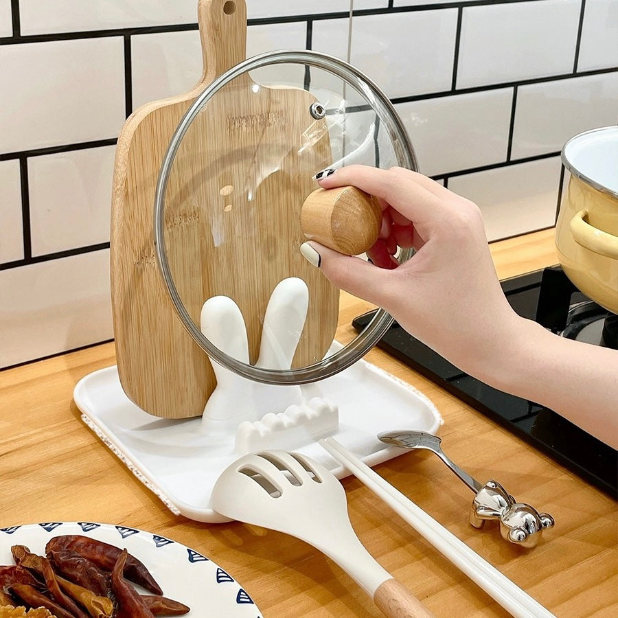 Cute Bunny Rabbit Kitchen Pot Cover & Cooking Utensils Holder Organizer