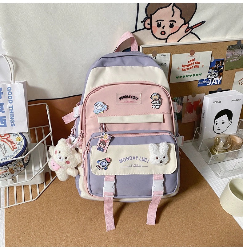 Cute Back to School Bunny Rabbit Pastel Color Backpack