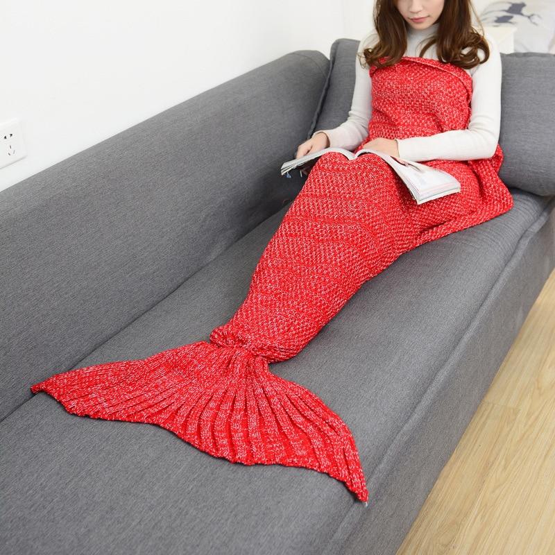 Mermaid Tail Knitted Crochet Sleeping Blanket