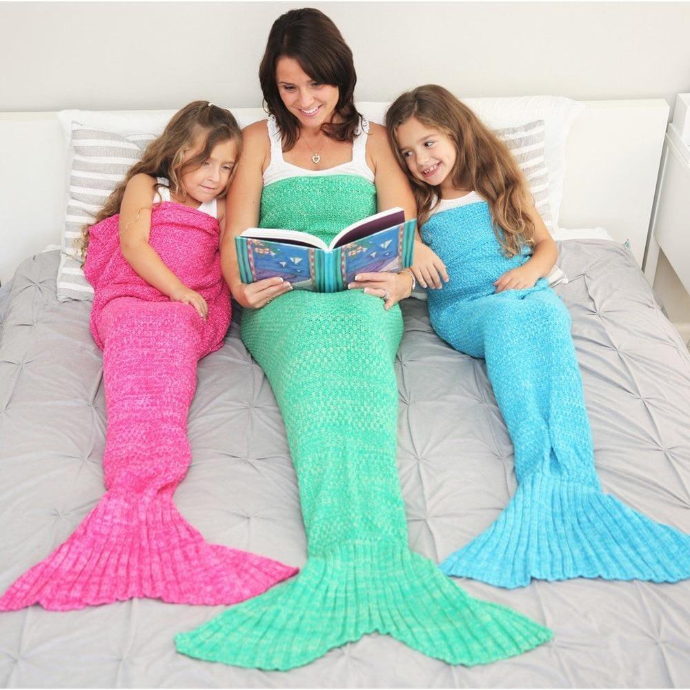 Mermaid Tail Knitted Crochet Sleeping Blanket