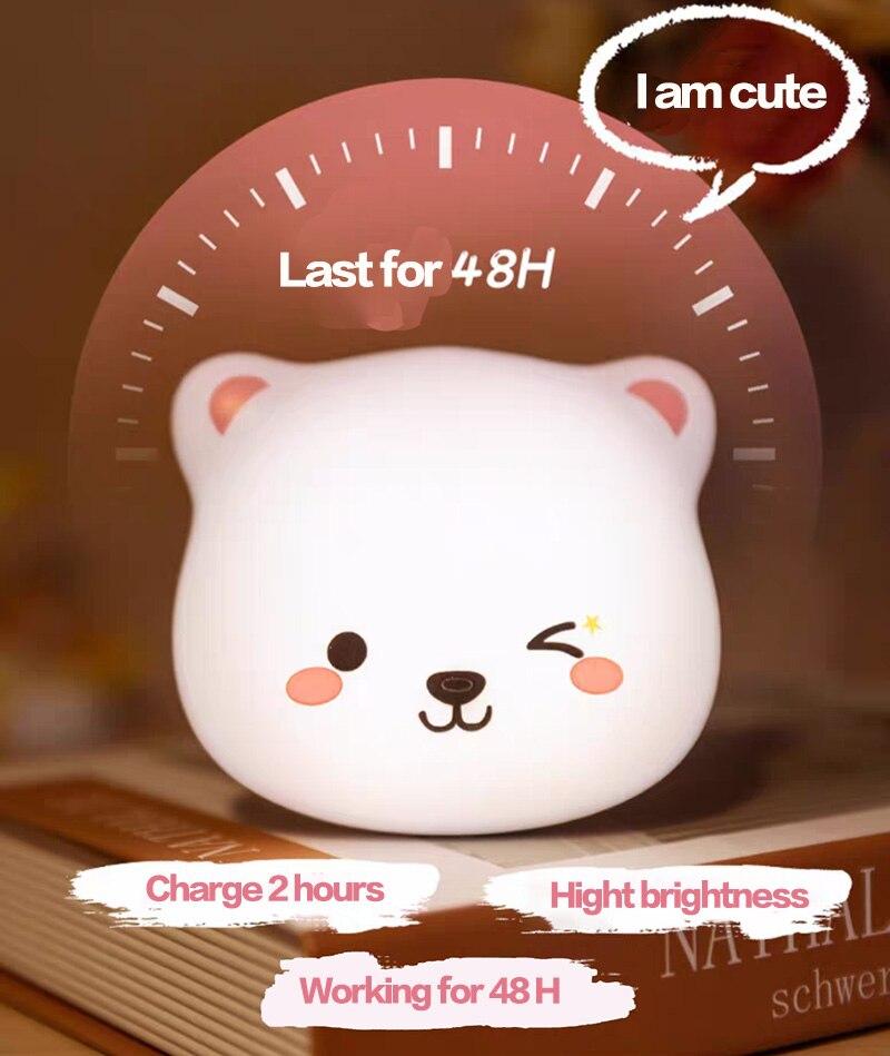 Cute Bear USB Touch-Sensor Night Wall Light