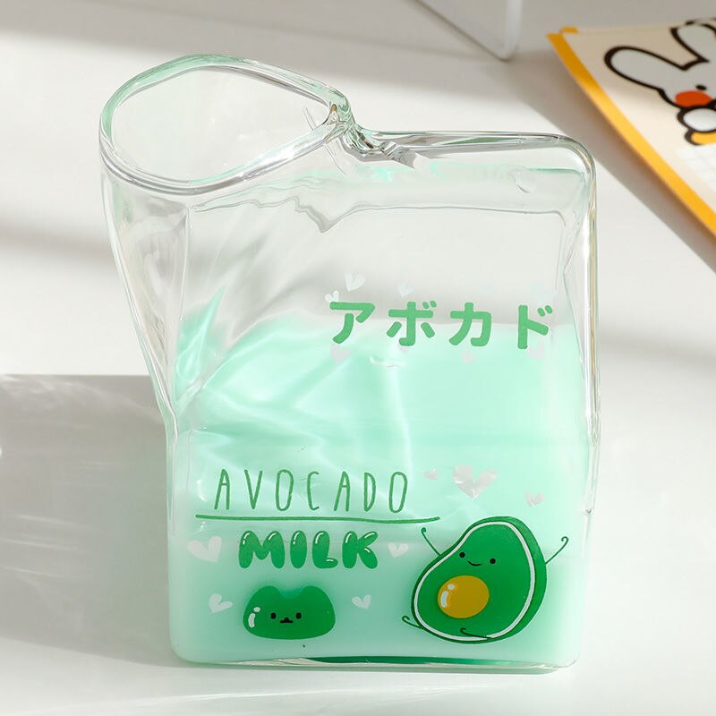 Kawaii Style Milk Carton Juice and Coffee Glass Cup