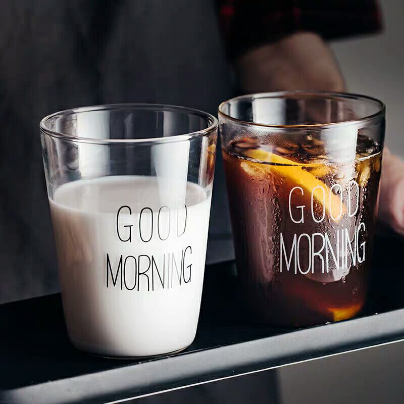 Cute Nordic Style Transparent Good Morning Glass Mug