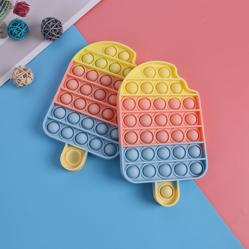 Cute Pastel Colour Popsicle Cupcake Stress Relief Fidget Push Bubble Popping Toy