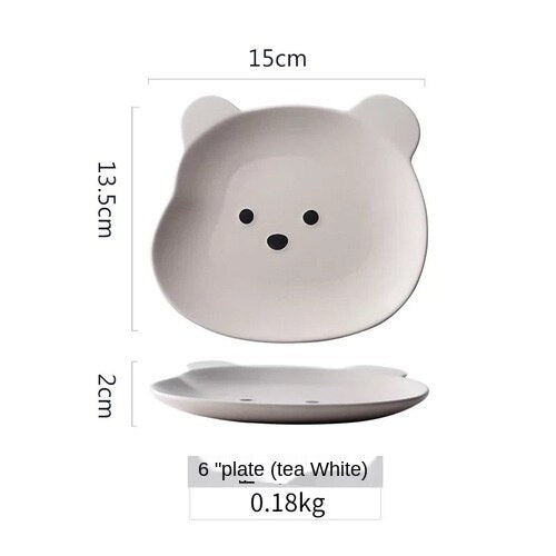 Cute Korean Style Bear Shape Breakfast Plates and Bowls