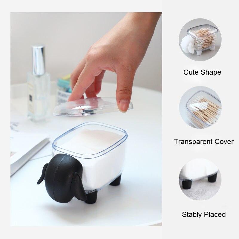 2 Piece Set Cute Sheep Shape Plastic Cotton Swab Toothpick Storage Box