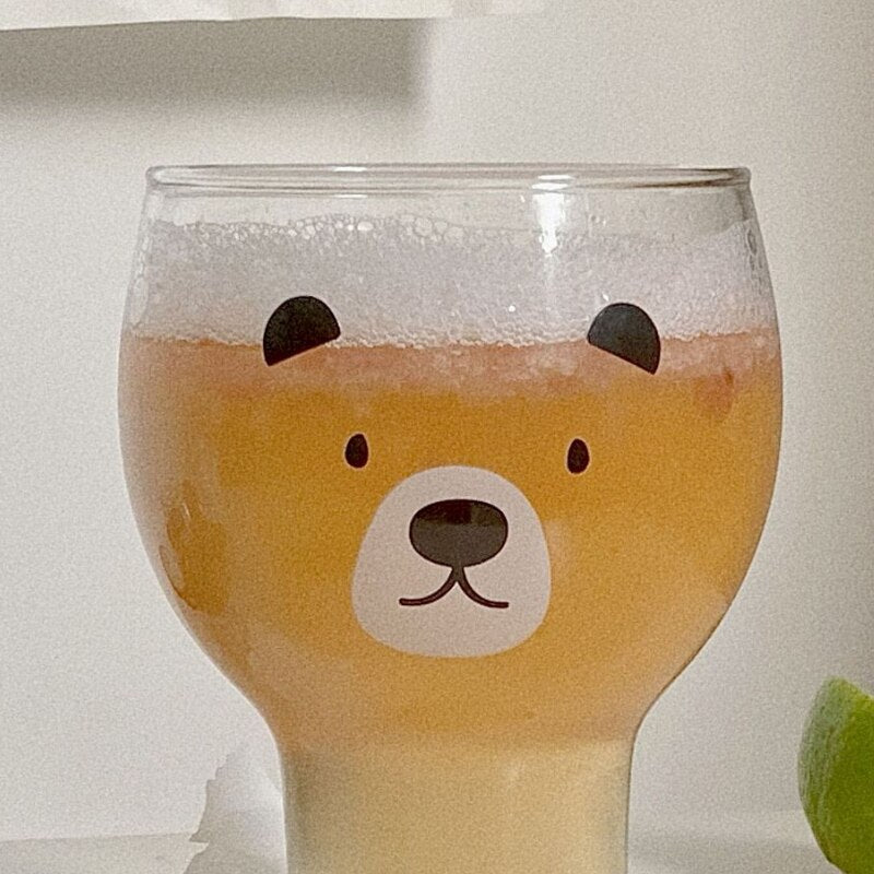 Cute Kawaii Teddy Bear Transparent Beer Glass