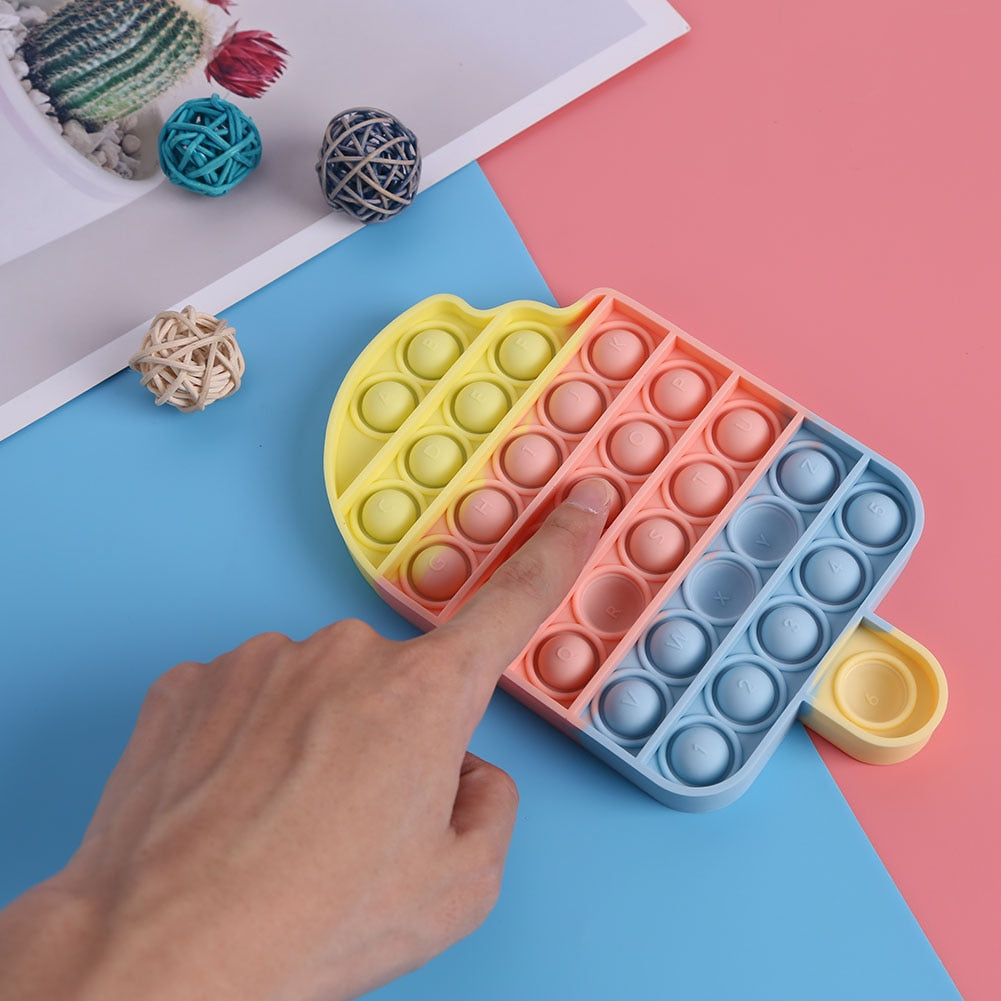 Cute Pastel Colour Popsicle Cupcake Stress Relief Fidget Push Bubble Popping Toy