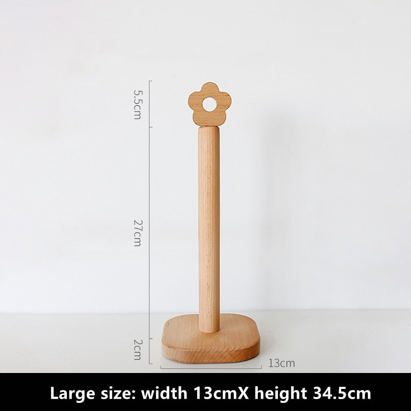 Japanese Style Flower Tip Paper Towel Wood Rack Holder