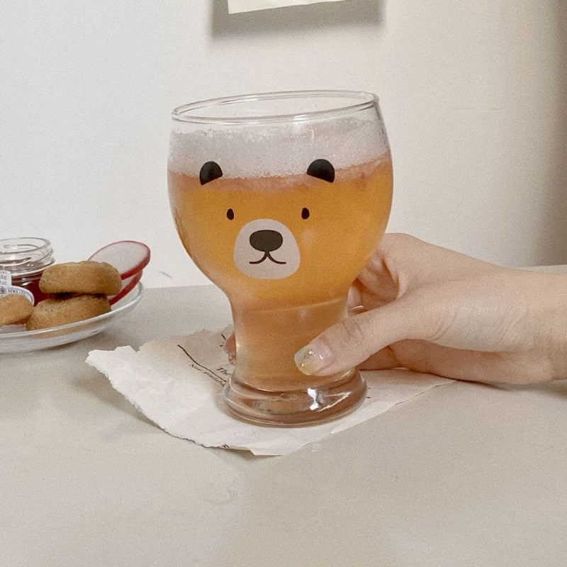 Cute Kawaii Teddy Bear Transparent Beer Glass