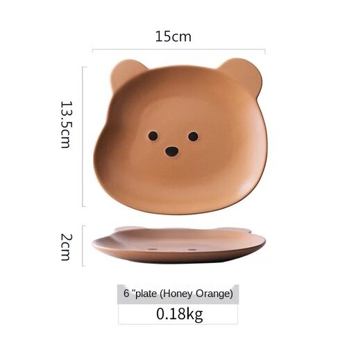 Cute Korean Style Bear Shape Breakfast Plates and Bowls