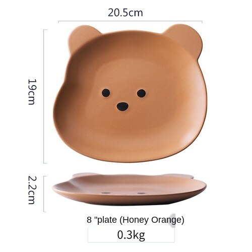 Cute Korean Style Bear Shape Breakfast Plates and Bowls