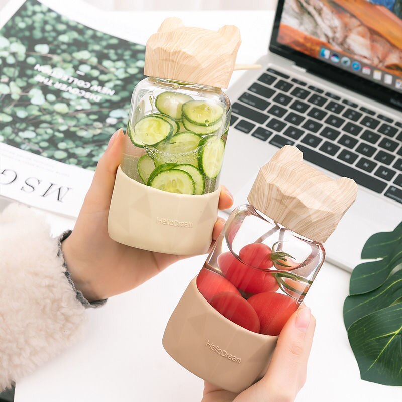 Cute Bear Style Transparent Portable Water Bottle