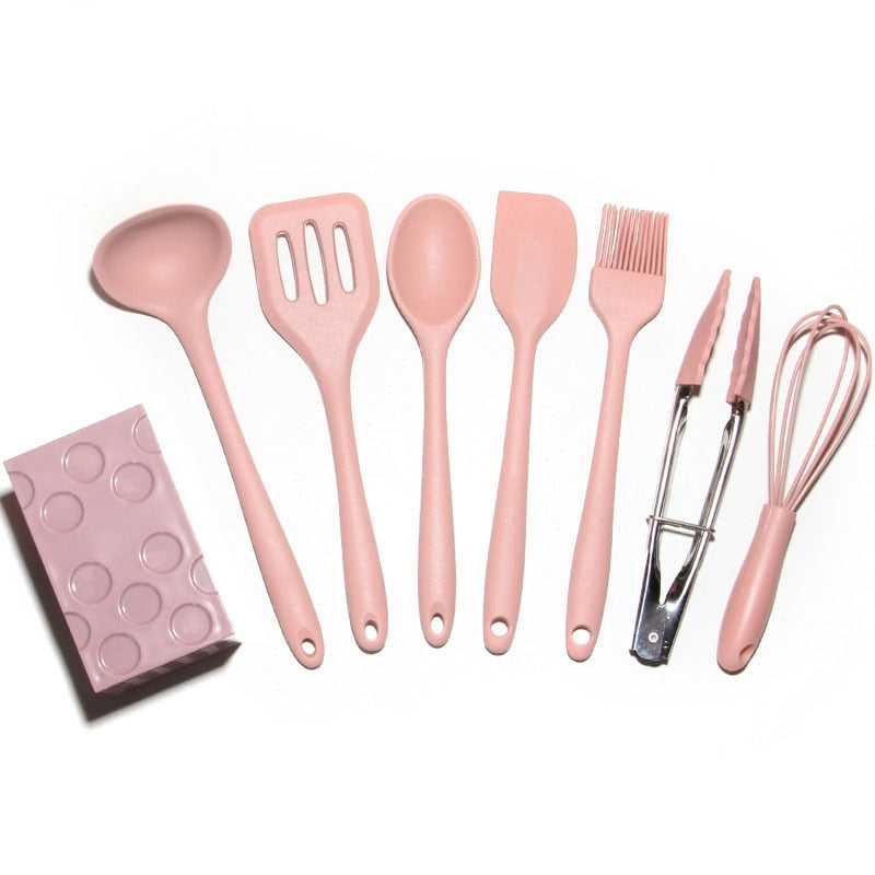 Cute Pastel Colour 8 Piece Set Kitchenware Cooking Utensils