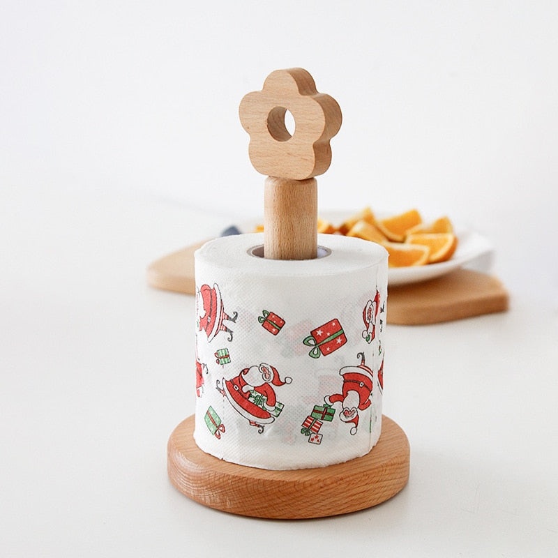 Japanese Style Flower Tip Paper Towel Wood Rack Holder
