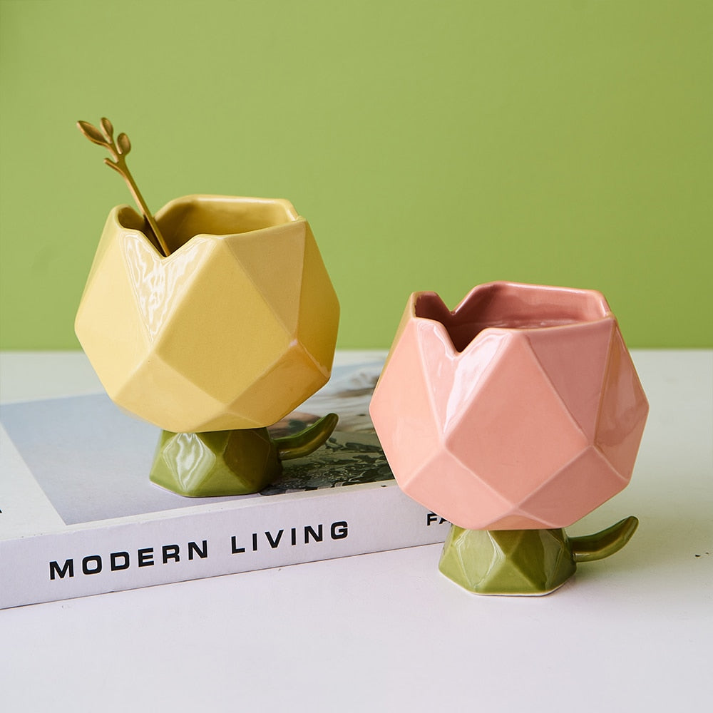 Cute Tulip Shape Ceramic Pen & Cosmetic Brush Holder