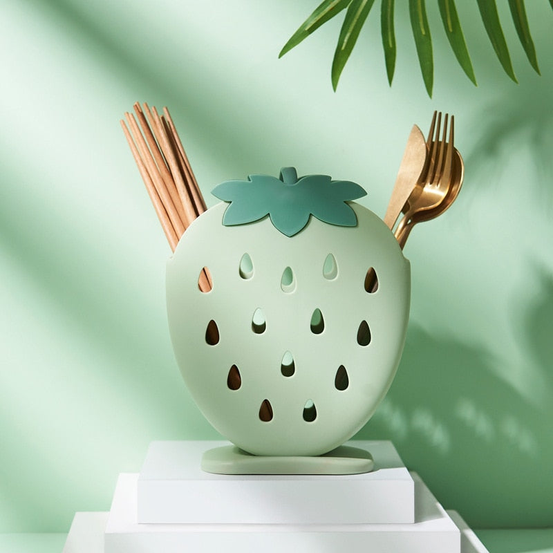 Cute Strawberry Kitchen Storage Cutlery Holder