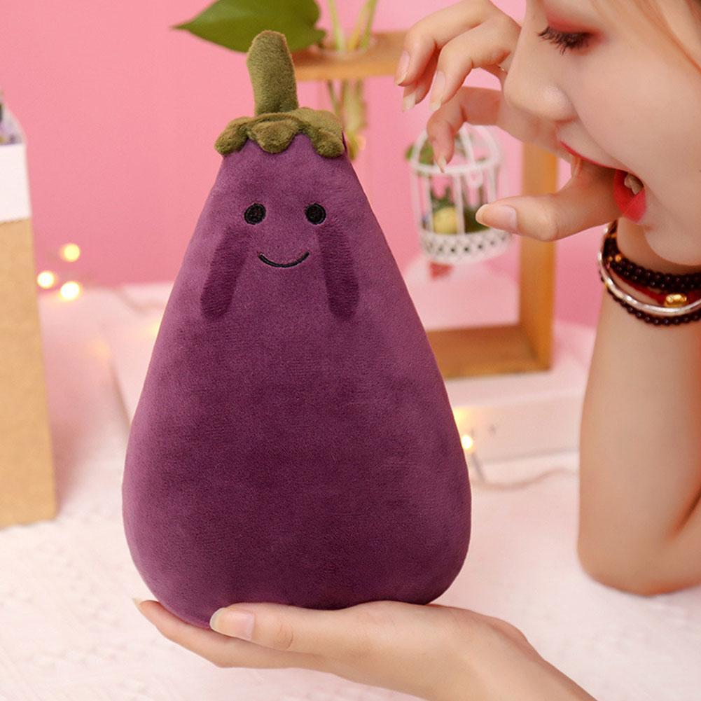 Kawaii Smiley Mr Eggplant Fluffy Plush Toy
