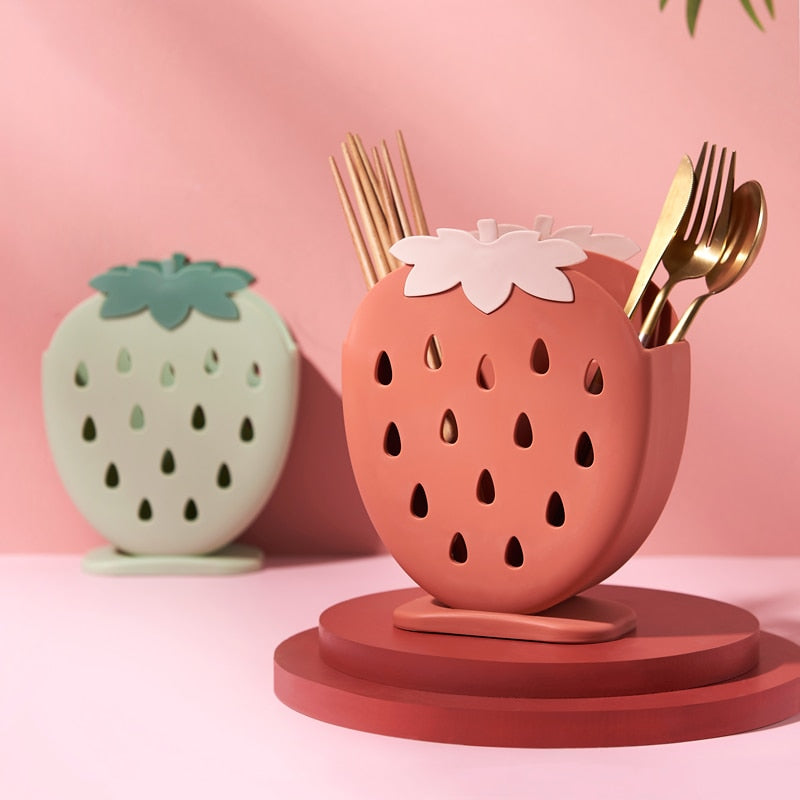 Cute Strawberry Kitchen Storage Cutlery Holder