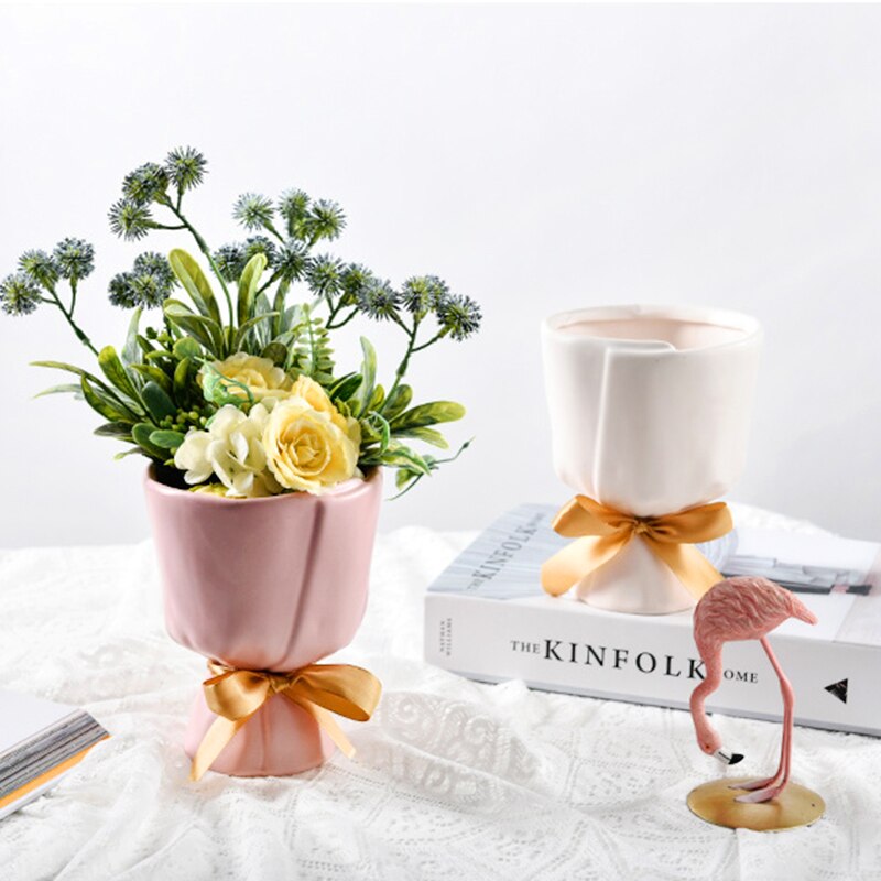 Cute Bouquet Shape Flower Ceramic Home Decor Vase