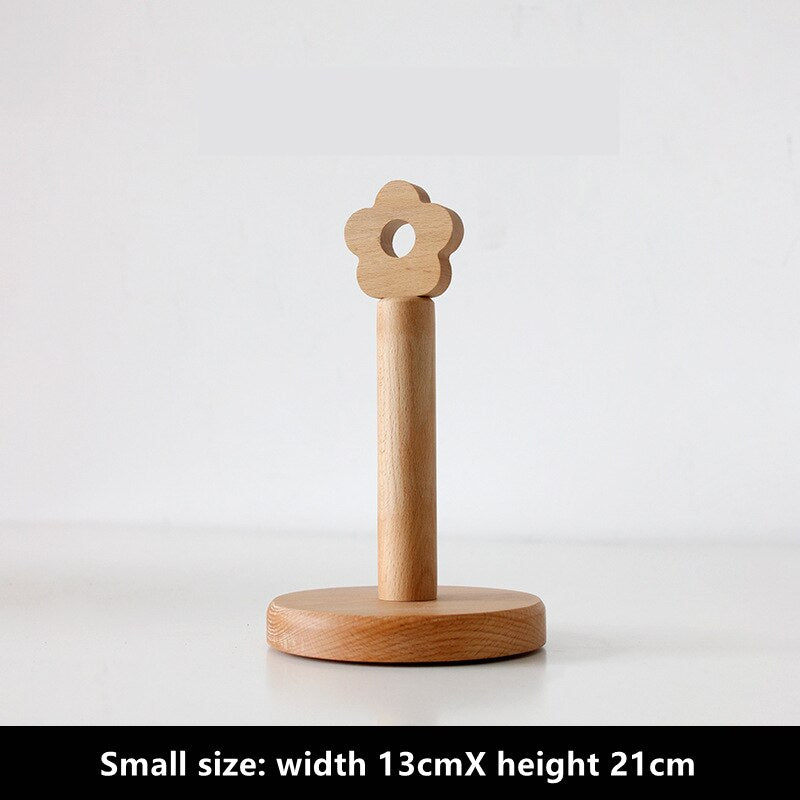 Japanese Style Flower Tip Paper Towel Wood Rack Holder