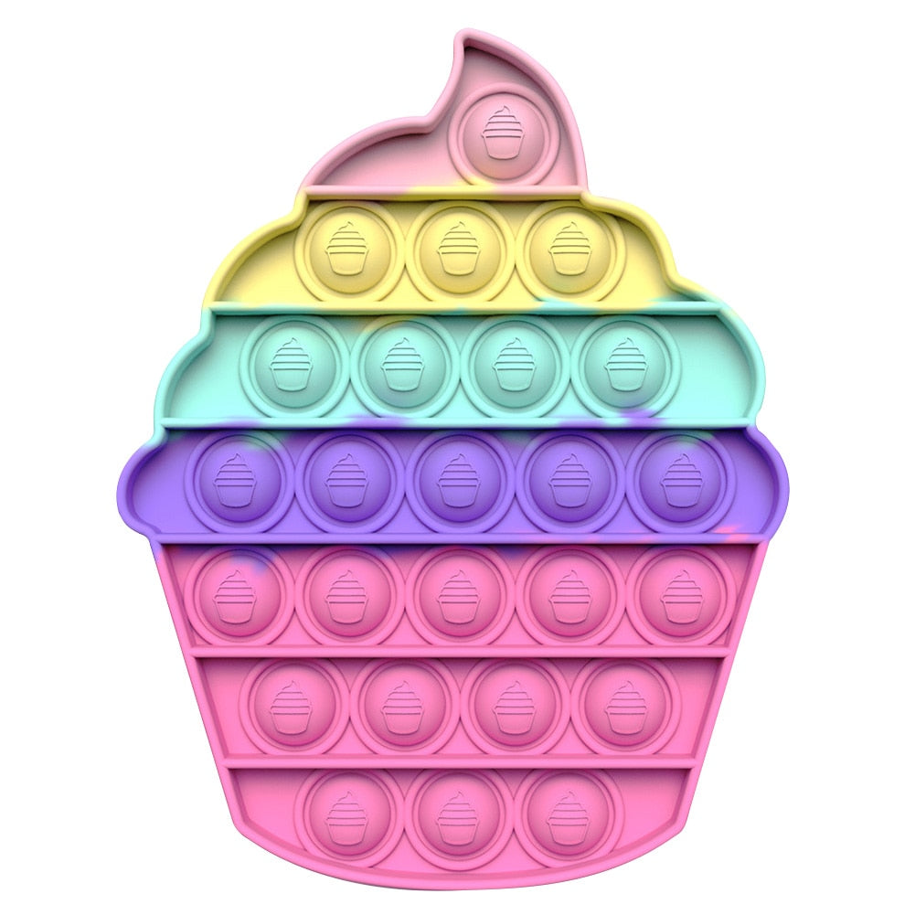 Cute Pastel Colour Popsicle Cupcake Stress Relief Fidget Push Bubble Popping Toy