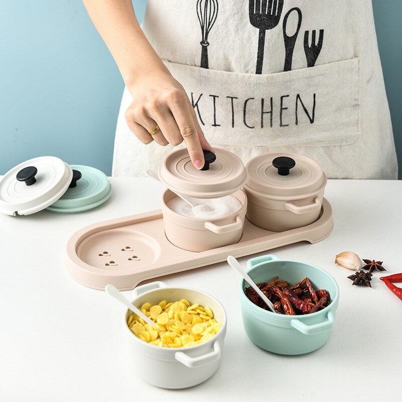 Cute Pastel Colour Condiment Seasoning Storage Container Set