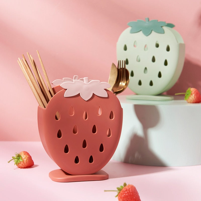 Cute Strawberry Kitchen Storage Cutlery Holder