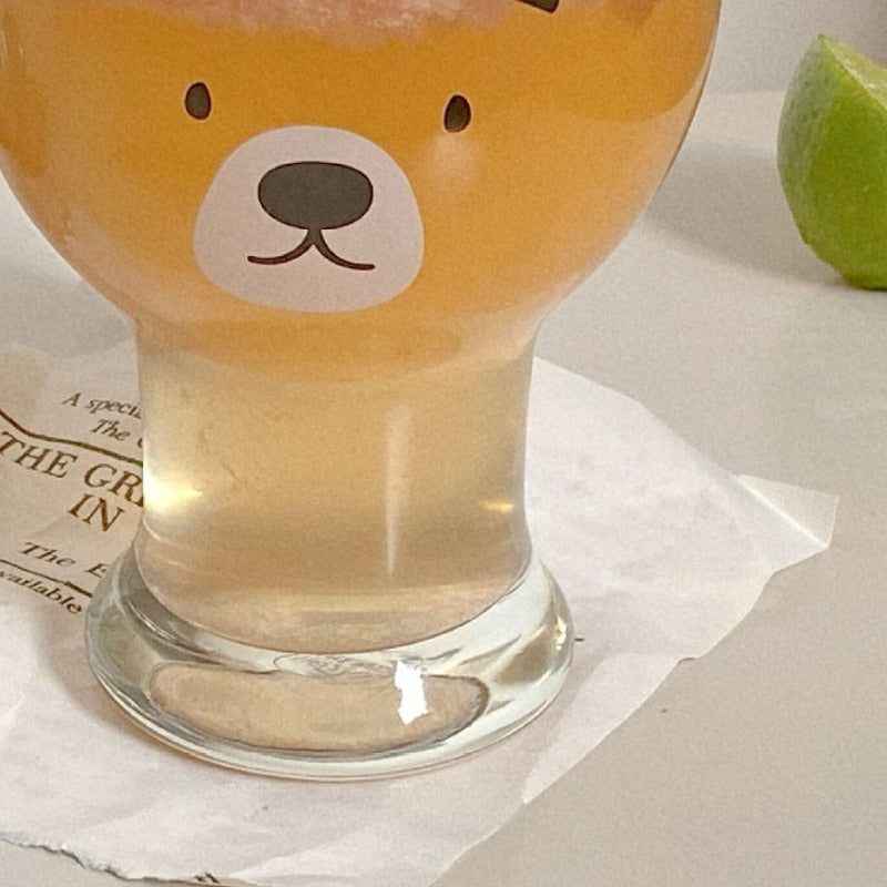 Cute Kawaii Teddy Bear Transparent Beer Glass