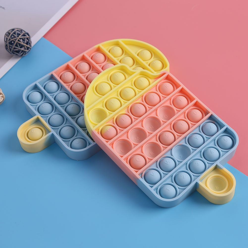 Cute Pastel Colour Popsicle Cupcake Stress Relief Fidget Push Bubble Popping Toy