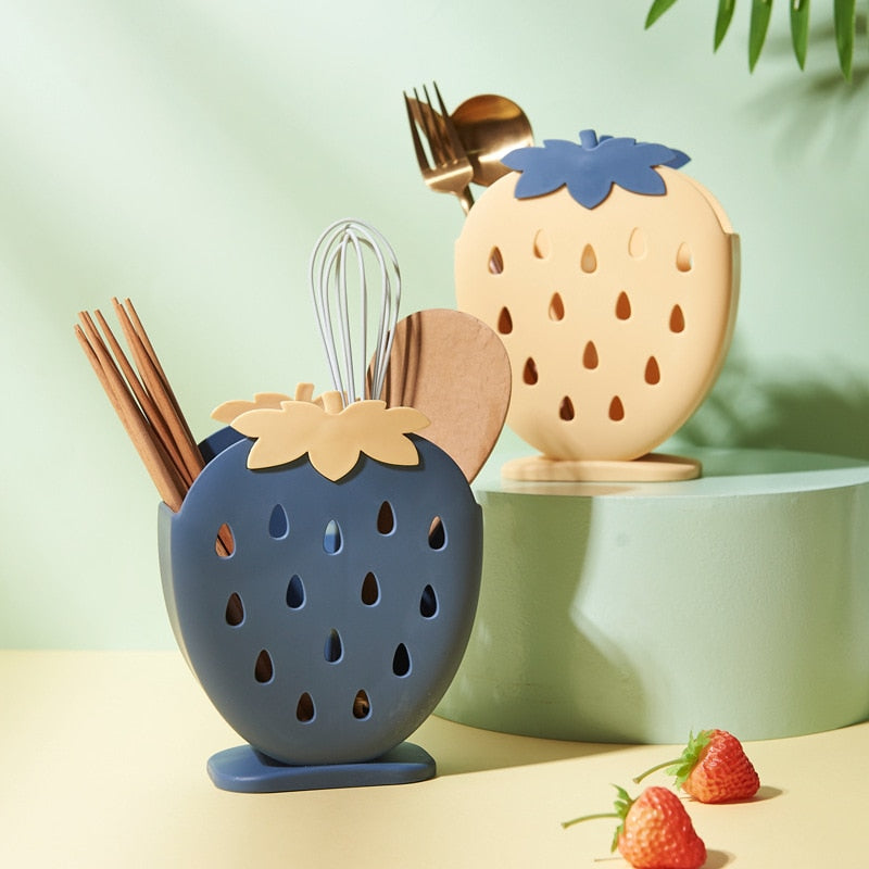 Cute Strawberry Kitchen Storage Cutlery Holder