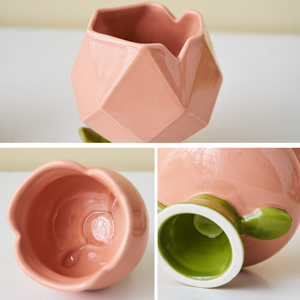 Cute Tulip Shape Ceramic Pen & Cosmetic Brush Holder