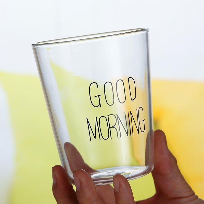 Cute Nordic Style Transparent Good Morning Glass Mug