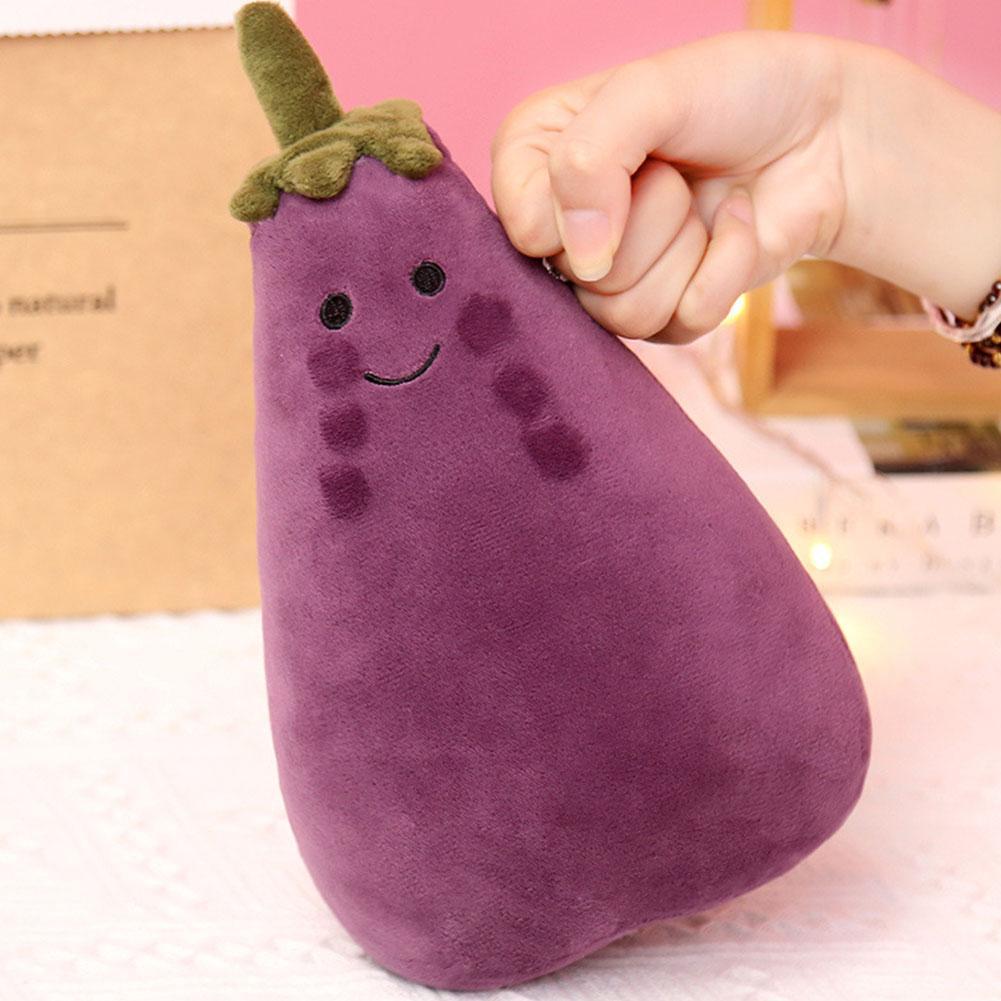 Kawaii Smiley Mr Eggplant Fluffy Plush Toy