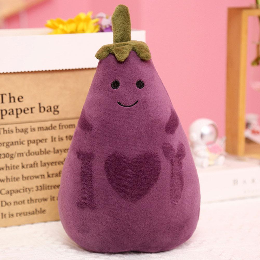 Kawaii Smiley Mr Eggplant Fluffy Plush Toy
