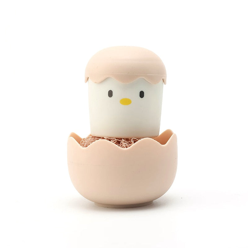 Cute Eggy Cartoon Kitchen Silicone Dishwashing Sponge Brush