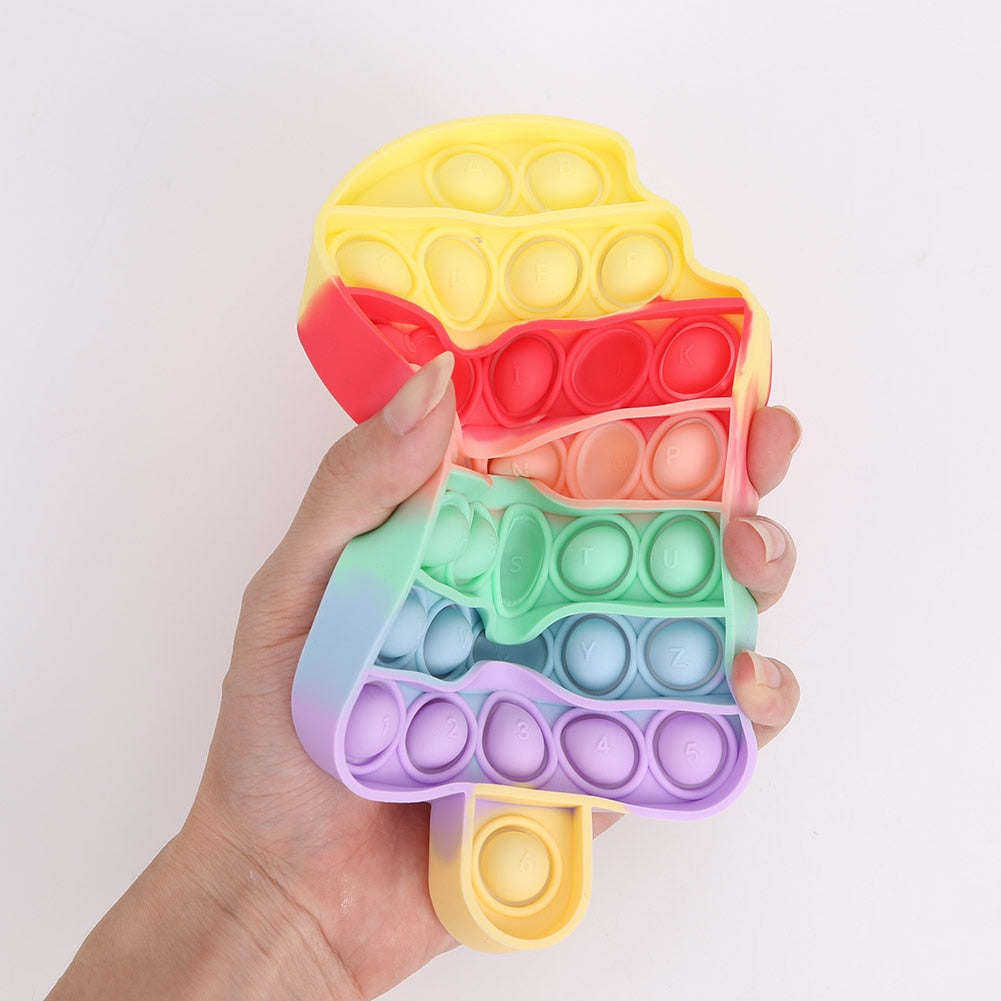 Cute Pastel Colour Popsicle Cupcake Stress Relief Fidget Push Bubble Popping Toy