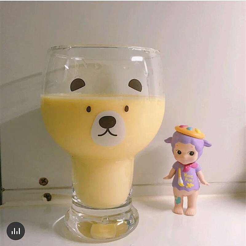 Cute Kawaii Teddy Bear Transparent Beer Glass