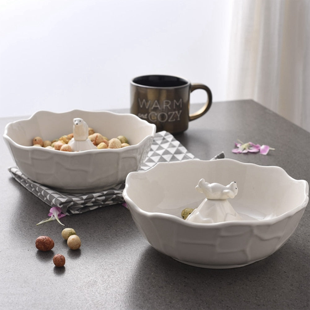 Cute 3D Polar Bear Iceberg Ceramic Soup Bowl