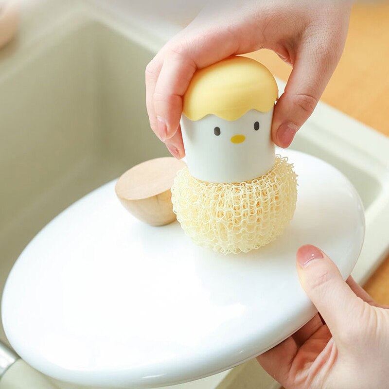 Cute Eggy Cartoon Kitchen Silicone Dishwashing Sponge Brush