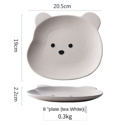 Cute Korean Style Bear Shape Breakfast Plates and Bowls