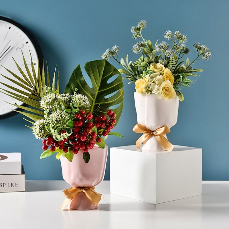 Cute Bouquet Shape Flower Ceramic Home Decor Vase