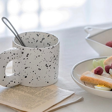 Cute Korean Style Chubby Handle Paint Ceramic Coffee Cup Mug