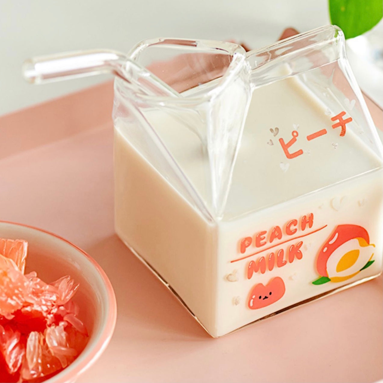 Kawaii Style Milk Carton Juice and Coffee Glass Cup
