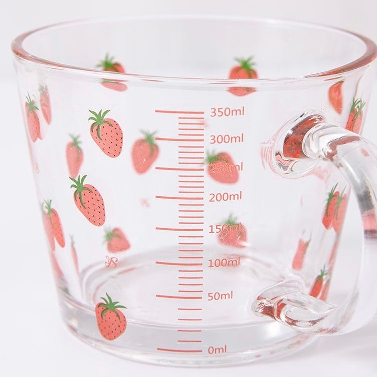 Cute Strawberry and Bunny Transparent Breakfast Cereal Glass Cup