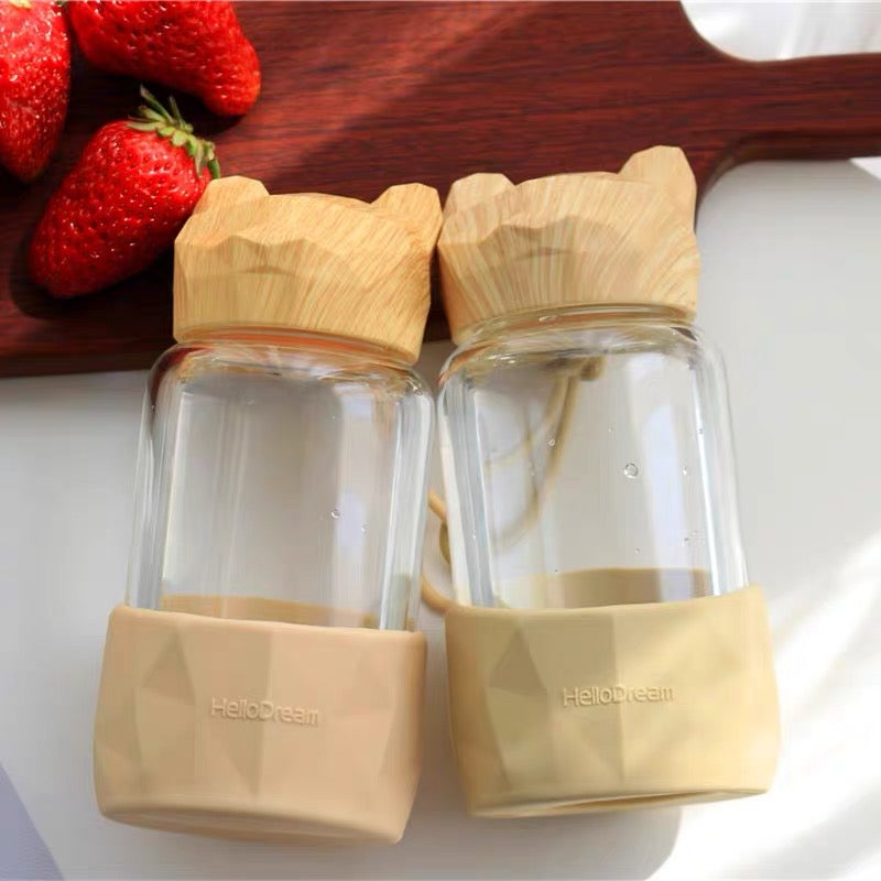 Cute Bear Style Transparent Portable Water Bottle
