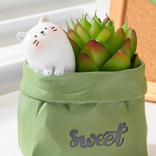 Cute Animals in Paper Bag Desk Decorative Pen Make Up Holder