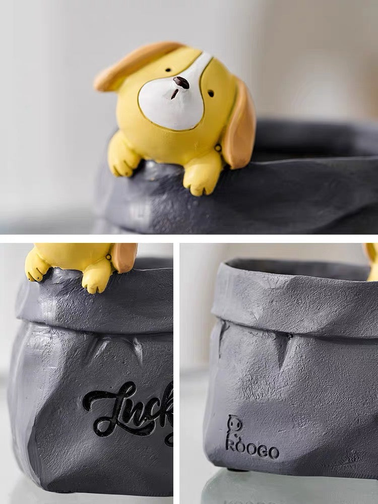 Cute Animals in Paper Bag Desk Decorative Pen Make Up Holder
