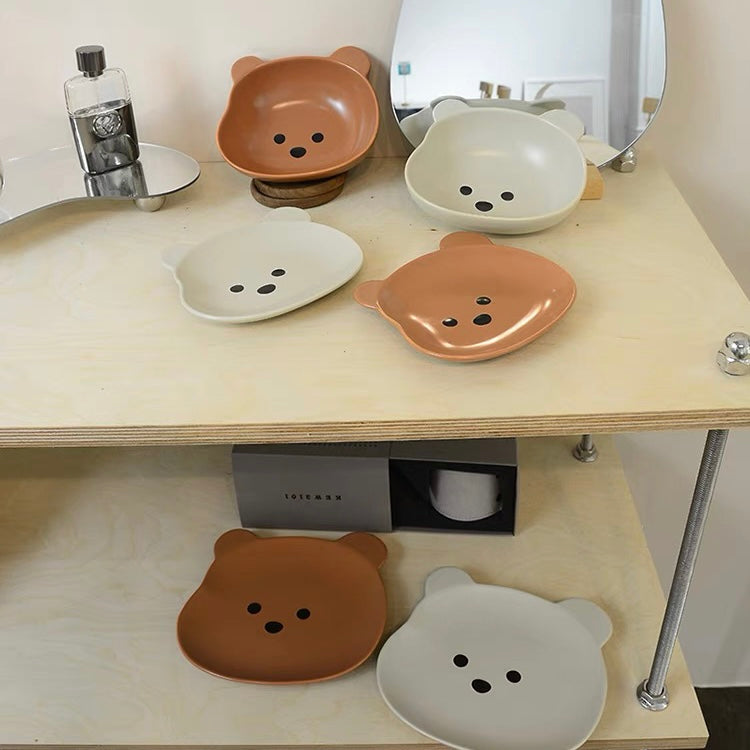 Cute Korean Style Bear Shape Breakfast Plates and Bowls