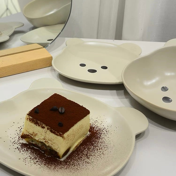 Cute Korean Style Bear Shape Breakfast Plates and Bowls